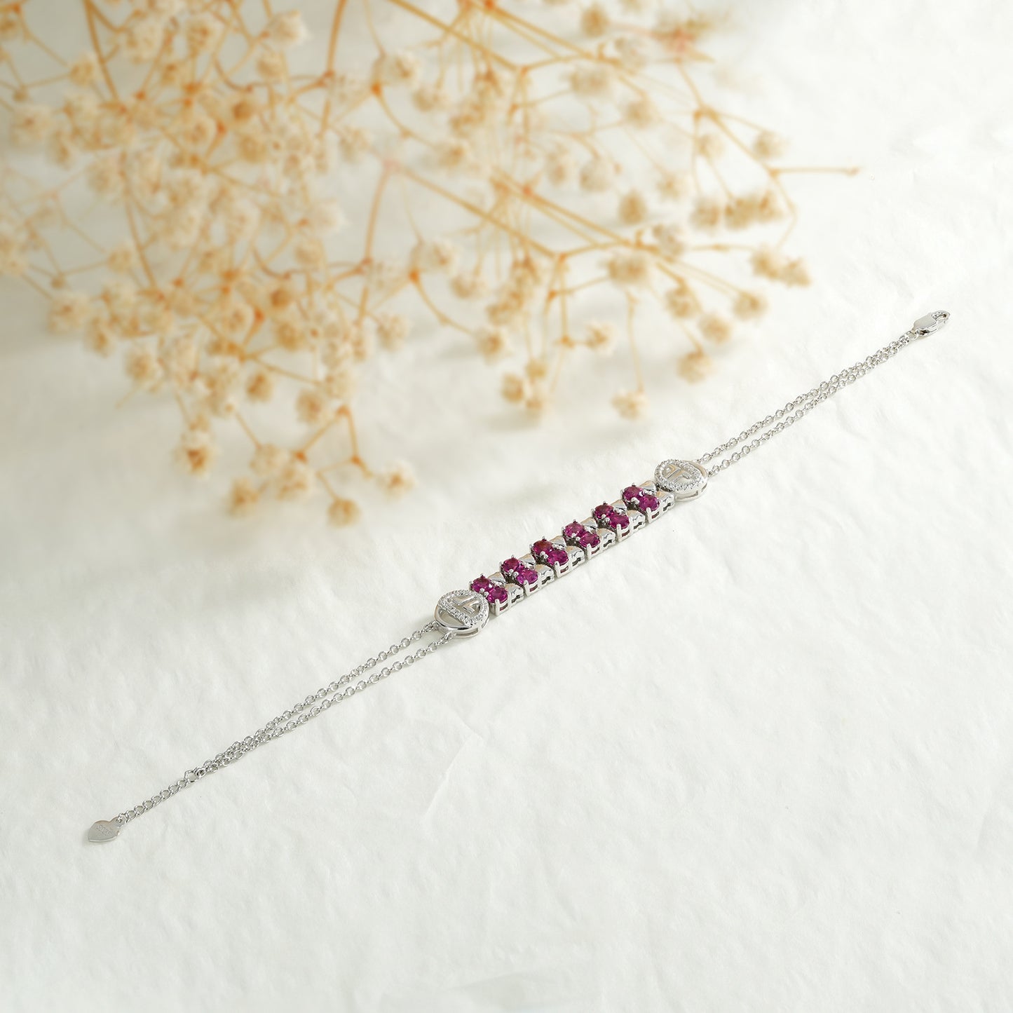 S925 Sterling Argent Pourpre Grenat Bracelet Femmes De Mode Zircon Clair De Luxe Bijoux - Maria B.