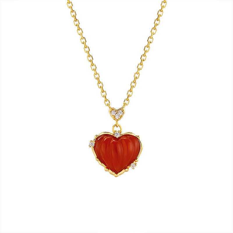 Collier en argent Sterling S925 avec collier en Agate rouge - Maria B.