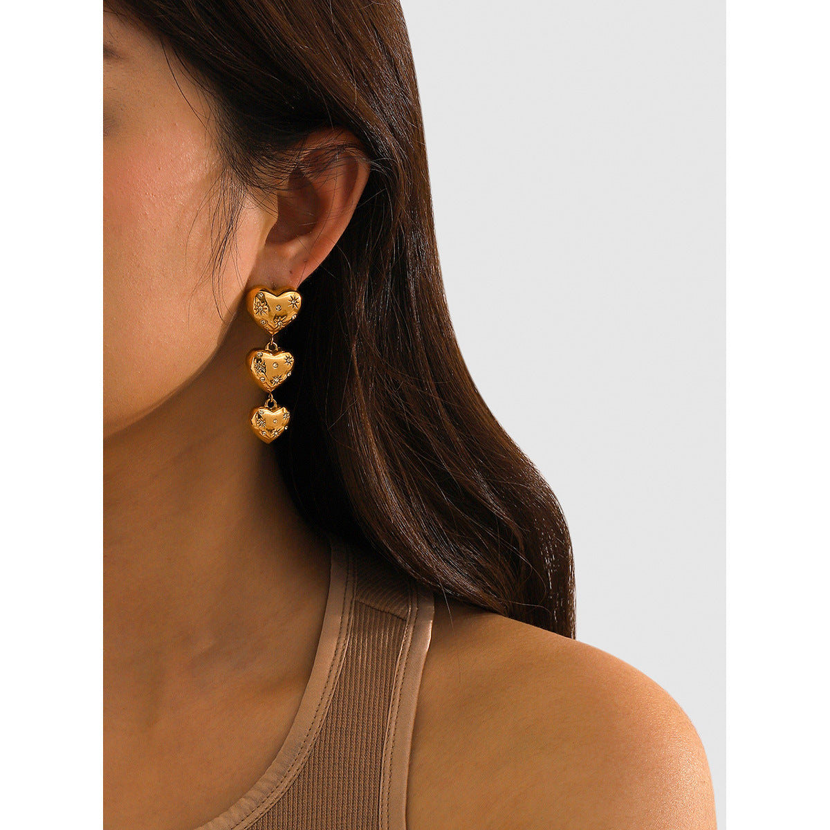 Boucles d'oreilles LOVE - Acier inoxydable plaqué Or 18K
