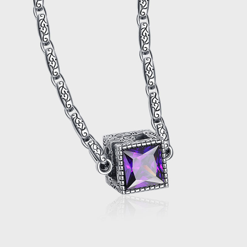 S925 Sterling Argent Grand G Double Couleur Cubique Zircon Collier L'industrie Lourde de Haute Qualité - Maria B.