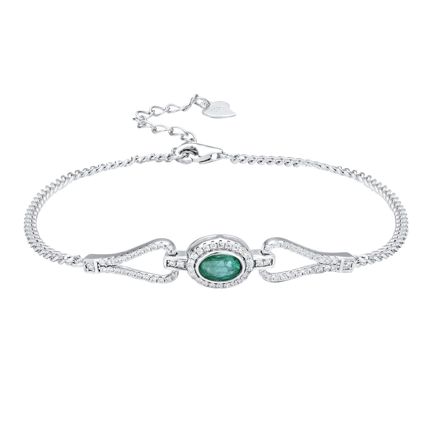 Mode S925 Argent Émeraude Bracelet Avec Zircone - Maria B.