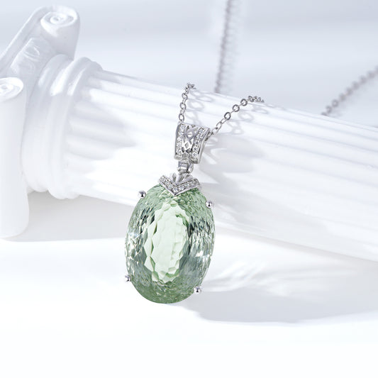 Joyau Naturel cristal vert Collier Pendentif, Avancée S925 Sterling Argent - Maria B.