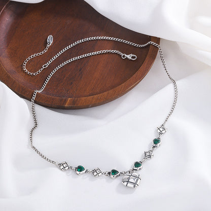 Vert Zirconium Amour Splice Collier Femmes Ins de L'industrie Lourde De Mode Petit Groupe Clavicule Chaîne - Maria B.