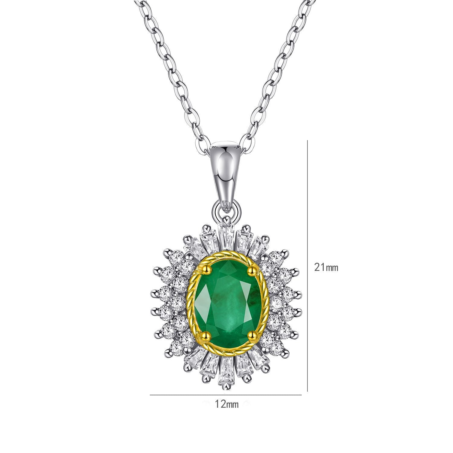 Naturel Émeraude Pendentif Féminin Minoritaire Conception Bijoux S925 Argent Chaîne - Maria B.