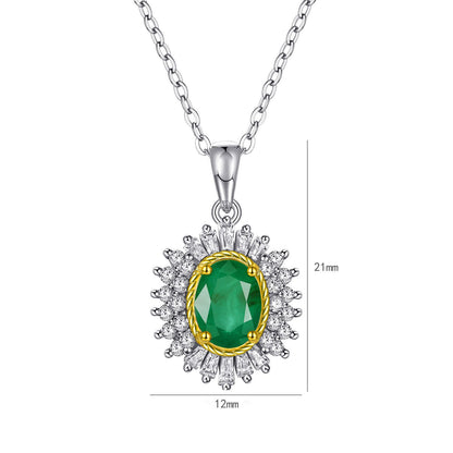 Naturel Émeraude Pendentif Féminin Minoritaire Conception Bijoux S925 Argent Chaîne - Maria B.