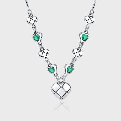 Vert Zirconium Amour Splice Collier Femmes Ins de L'industrie Lourde De Mode Petit Groupe Clavicule Chaîne - Maria B.