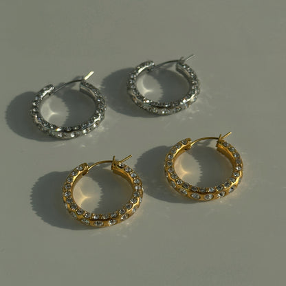 Boucles d'oreilles Corale - Acier Titane, Zircons