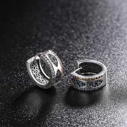 Sterling Silver 925 Ring Women's Luxury Small Group Full Diamond Wide Edition Earrings - Maria B.