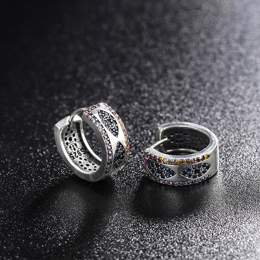 Sterling Silver 925 Ring Women's Luxury Small Group Full Diamond Wide Edition Earrings - Maria B.