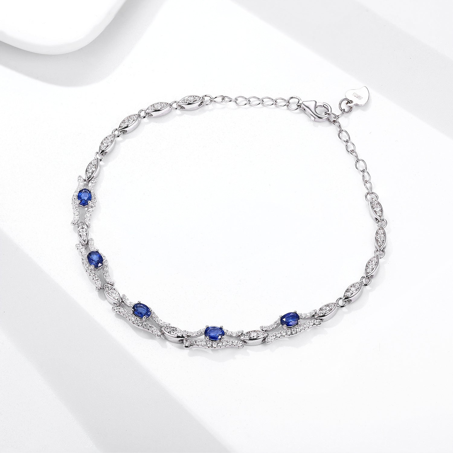 Naturel Saphir Bracelet Femmes de S925 Argent Set Gem Bijoux Prime D'origine Conception Bijoux - Maria B.
