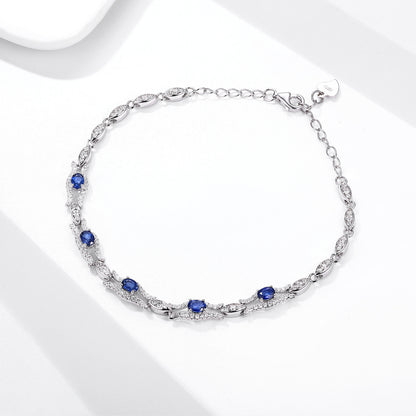 Naturel Saphir Bracelet Femmes de S925 Argent Set Gem Bijoux Prime D'origine Conception Bijoux - Maria B.
