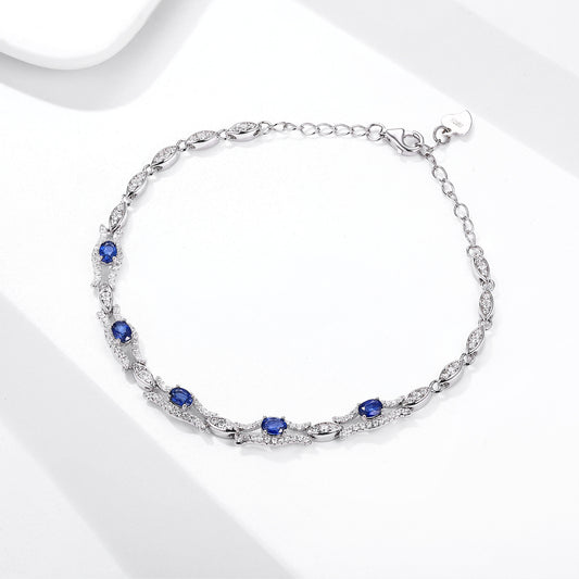 Naturel Saphir Bracelet Femmes de S925 Argent Set Gem Bijoux Prime D'origine Conception Bijoux - Maria B.