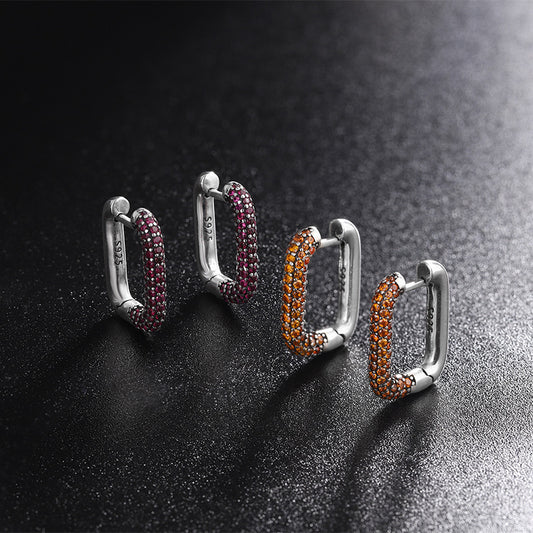 Cercle Boucles D'oreilles Vintage Prime Bague en Diamant Plein S925 Sterling Argent - Maria B.
