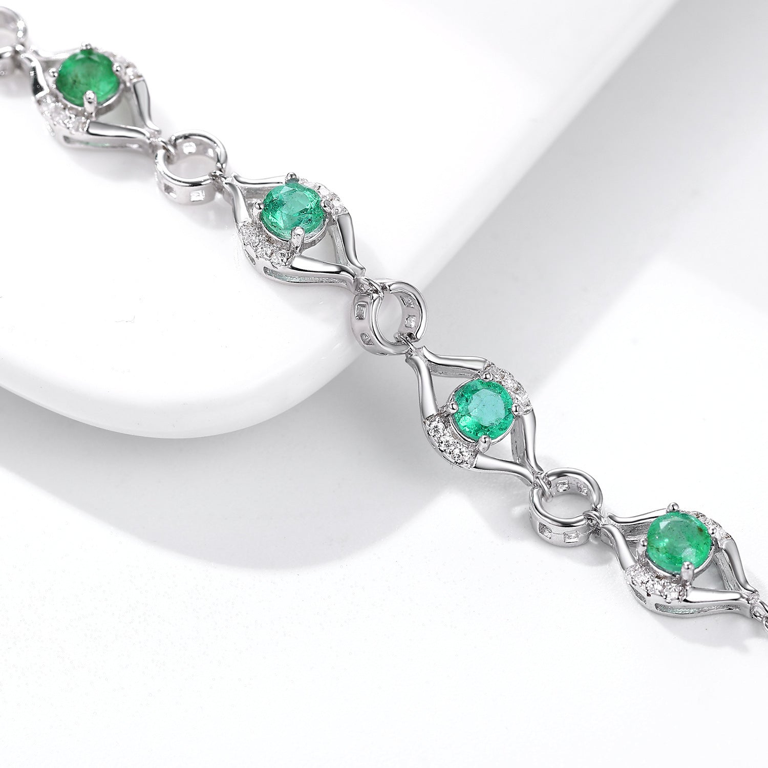 Naturel Émeraude Bracelet Femelle S925 Argent Set Gem Bijoux - Maria B.