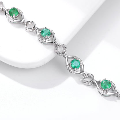 Naturel Émeraude Bracelet Femelle S925 Argent Set Gem Bijoux - Maria B.