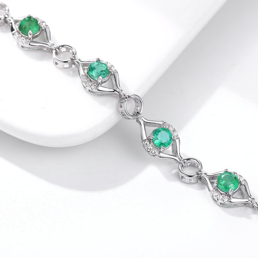 Naturel Émeraude Bracelet Femelle S925 Argent Set Gem Bijoux - Maria B.
