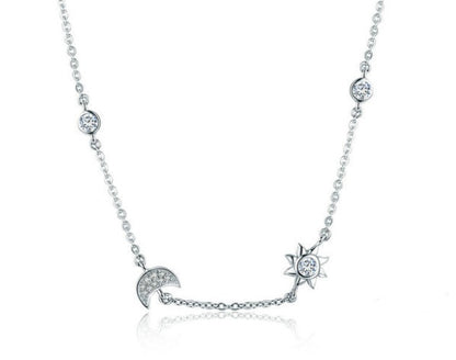 Sun Moon - Argent S925 plaqué Platinum et zircones