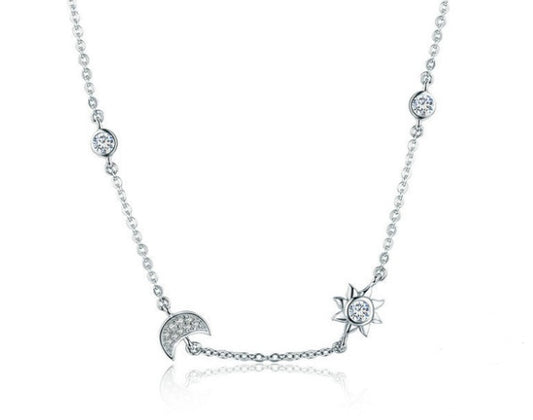 Sun Moon - Argent S925 plaqué Platinum et zircones