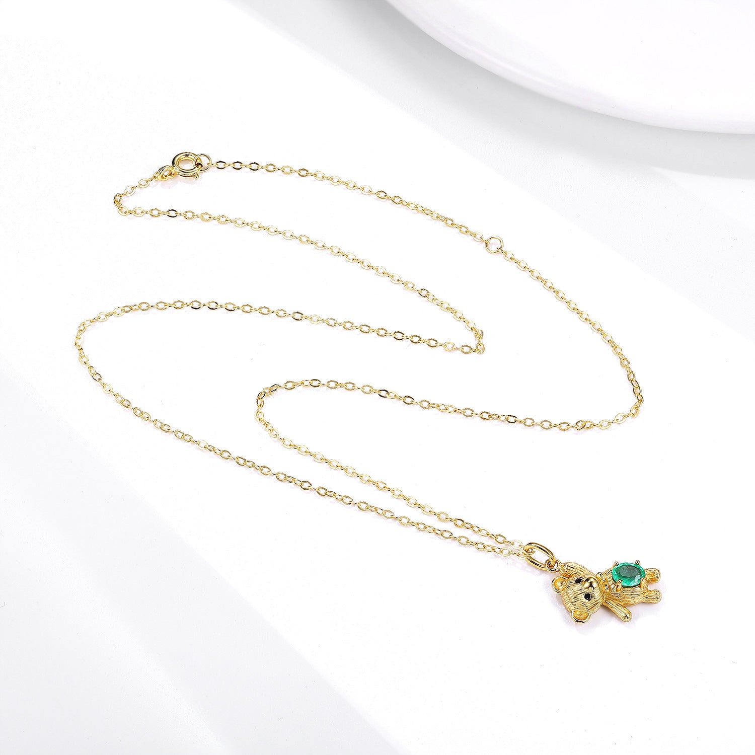 S925 ensemble en argent Dan en forme de collier émeraude naturel ours pendentif - Maria B.