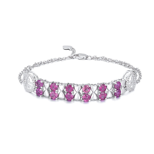 S925 Sterling Argent Pourpre Grenat Bracelet Femmes De Mode Zircon Clair De Luxe Bijoux - Maria B.