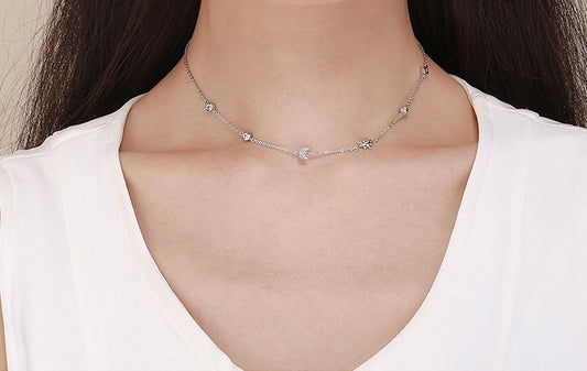 Sun Moon - Argent S925 plaqué Platinum et zircones