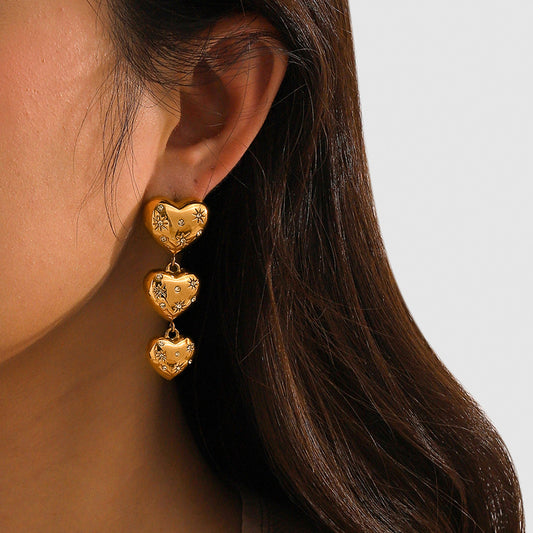Boucles d'oreilles LOVE - Acier inoxydable plaqué Or 18K