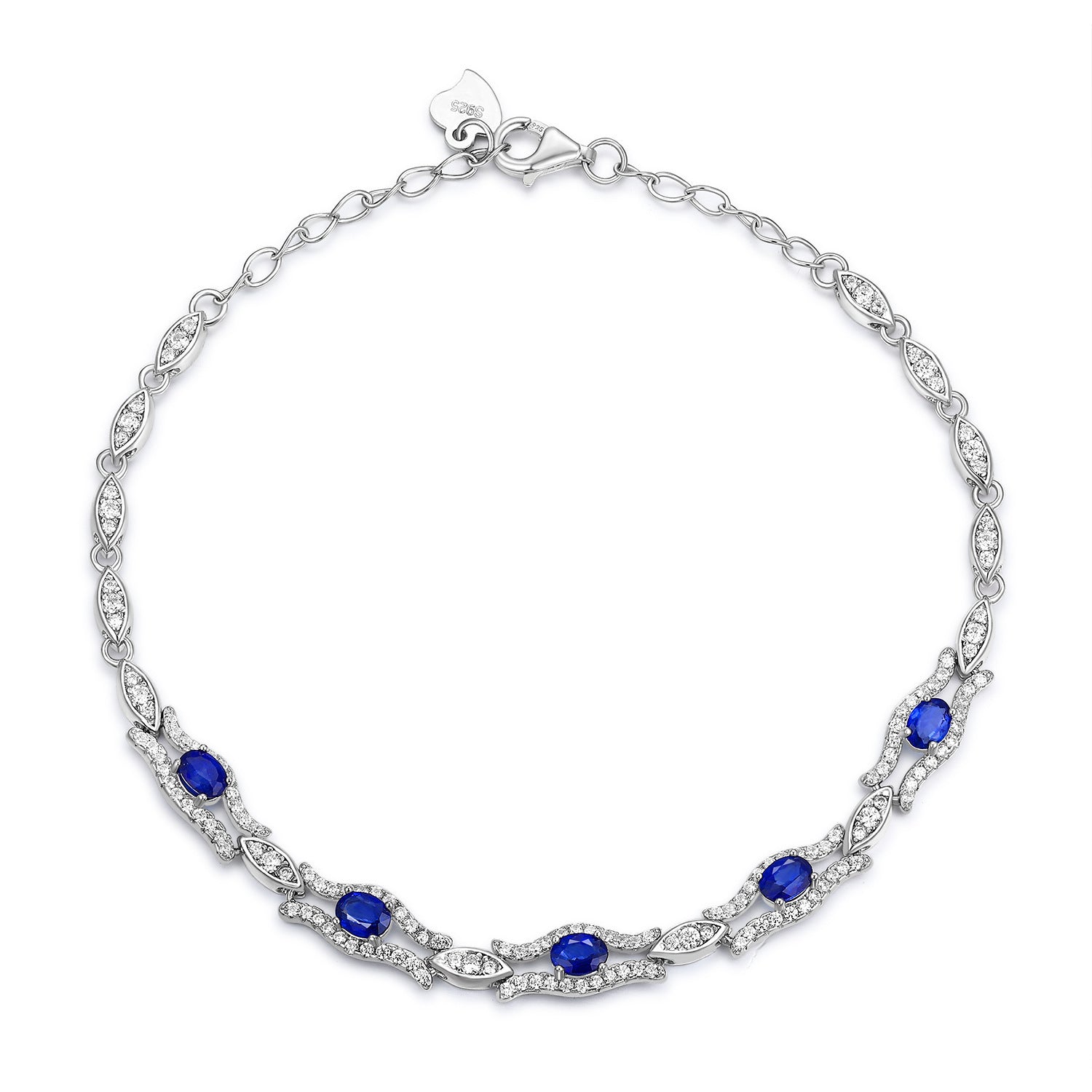 Naturel Saphir Bracelet Femmes de S925 Argent Set Gem Bijoux Prime D'origine Conception Bijoux - Maria B.