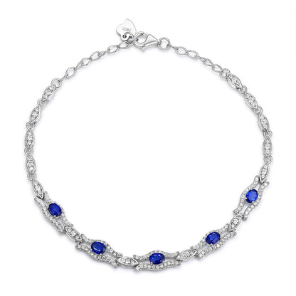 Naturel Saphir Bracelet Femmes de S925 Argent Set Gem Bijoux Prime D'origine Conception Bijoux - Maria B.