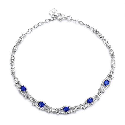 Naturel Saphir Bracelet Femmes de S925 Argent Set Gem Bijoux Prime D'origine Conception Bijoux - Maria B.