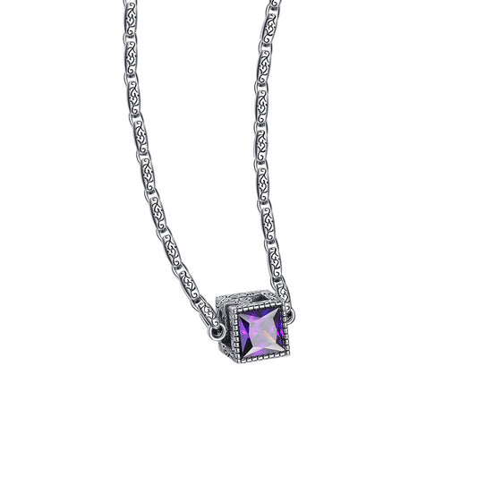 S925 Sterling Argent Grand G Double Couleur Cubique Zircon Collier L'industrie Lourde de Haute Qualité - Maria B.