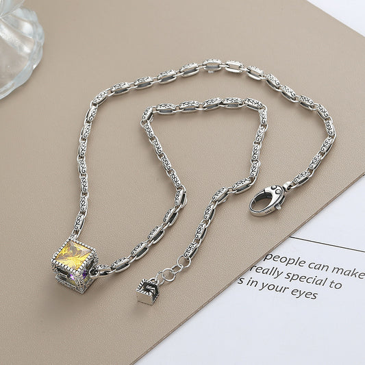 S925 Sterling Argent Grand G Double Couleur Cubique Zircon Collier L'industrie Lourde de Haute Qualité - Maria B.