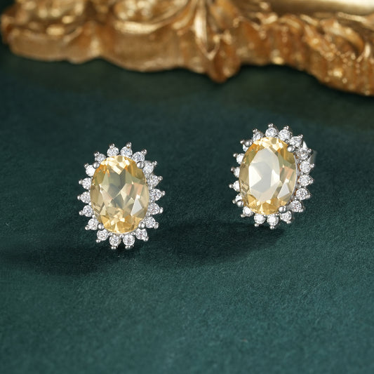 S925 Argent Naturel Topaze Péridot Boucles D'oreilles de Femmes De Luxe Premium Bijoux - Maria B.
