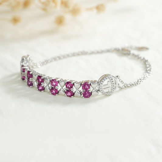 S925 Sterling Argent Pourpre Grenat Bracelet Femmes De Mode Zircon Clair De Luxe Bijoux - Maria B.