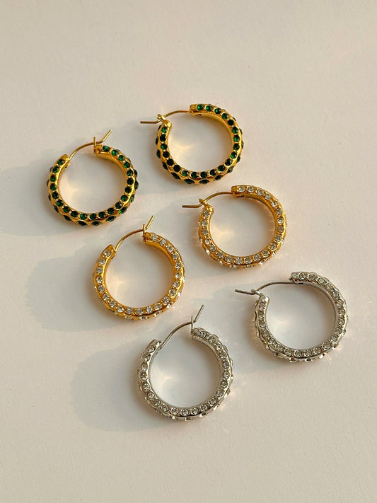Boucles d'oreilles Corale - Acier Titane, Zircons