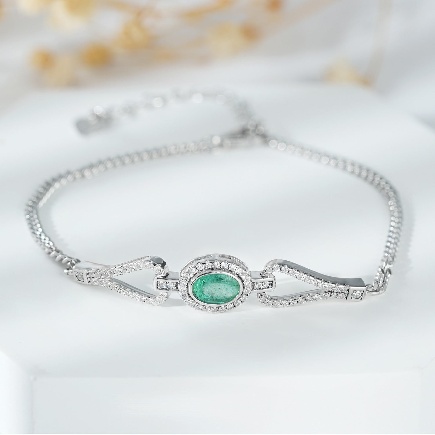 Mode S925 Argent Émeraude Bracelet Avec Zircone - Maria B.