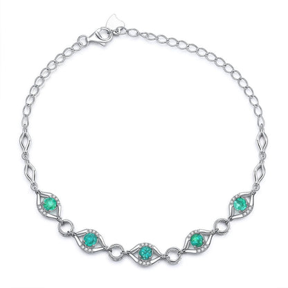 Naturel Émeraude Bracelet Femelle S925 Argent Set Gem Bijoux - Maria B.