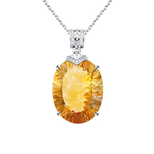 Élégant Naturel Topaze Pendentif De Luxe 925 Femmes Collier En Argent Collier Chaîne Jour de Valentine Cadeau Pour Petite Amie - Maria B.