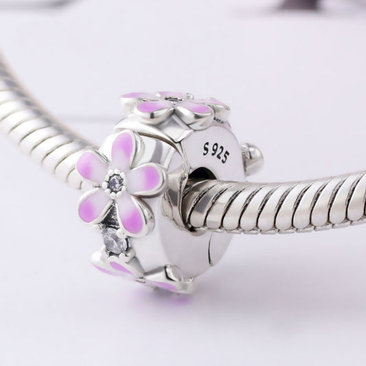 Charm Clip Marguerite Violette - Argent S925