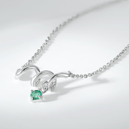Fashion ECG Necklace Versatile Women's Jewelry Simple S925 Silver Set Emerald Pendant Collar Chain - Maria B.