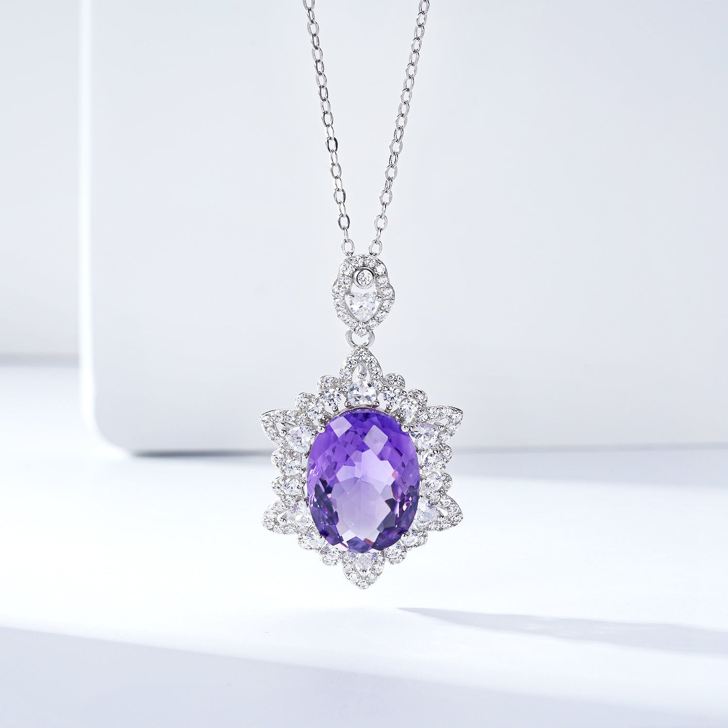 Natural Amethyst Necklace Women's 925 Silver - Maria B.