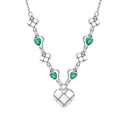 Vert Zirconium Amour Splice Collier Femmes Ins de L'industrie Lourde De Mode Petit Groupe Clavicule Chaîne - Maria B.
