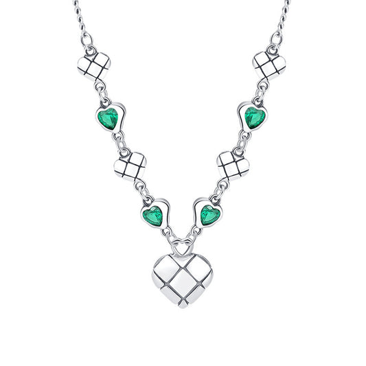 Vert Zirconium Amour Splice Collier Femmes Ins de L'industrie Lourde De Mode Petit Groupe Clavicule Chaîne - Maria B.
