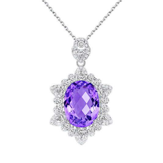 Natural Amethyst Necklace Women's 925 Silver - Maria B.