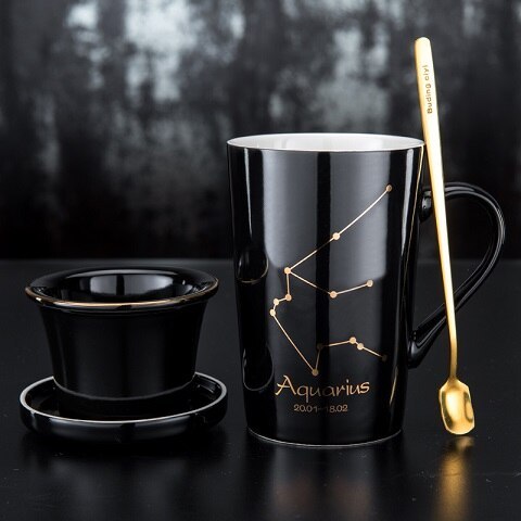 Mug à thé Zénith - Porcelaine, Plaqué Or, 600ml