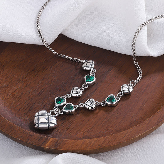 Vert Zirconium Amour Splice Collier Femmes Ins de L'industrie Lourde De Mode Petit Groupe Clavicule Chaîne - Maria B.