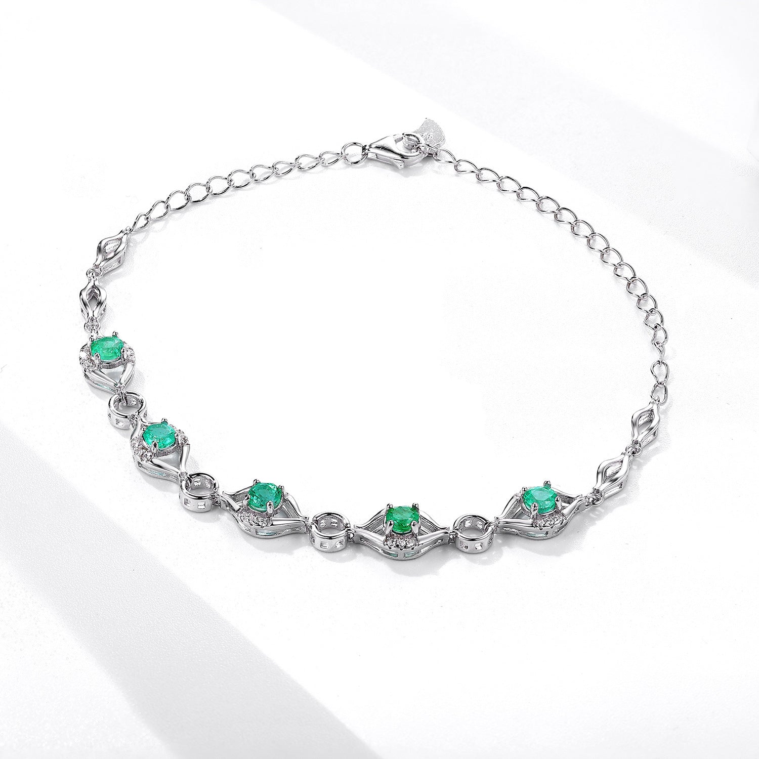 Naturel Émeraude Bracelet Femelle S925 Argent Set Gem Bijoux - Maria B.