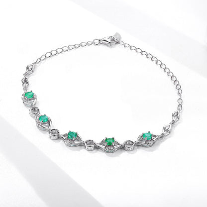 Naturel Émeraude Bracelet Femelle S925 Argent Set Gem Bijoux - Maria B.