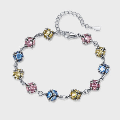 Zircon Boule De Verre De Couleur Couleur Rose Ciel Bleu Bracelet - Maria B.