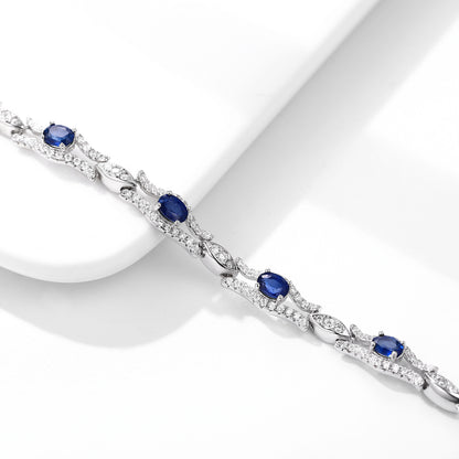 Naturel Saphir Bracelet Femmes de S925 Argent Set Gem Bijoux Prime D'origine Conception Bijoux - Maria B.