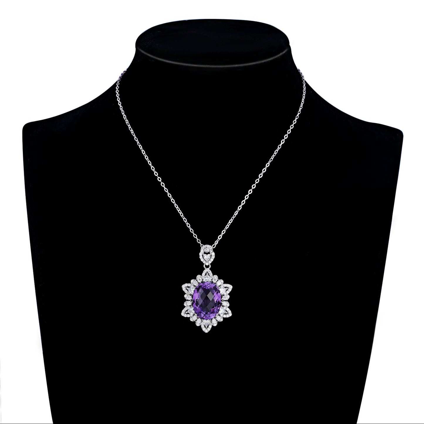 Natural Amethyst Necklace Women's 925 Silver - Maria B.